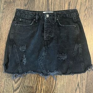 Free People Black Denim Skirt